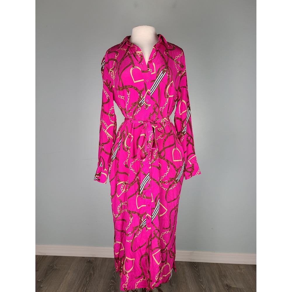 Lauren Ralph Lauren Sz 14 Equestrian Bridle Dress 100% Silk Maximalist Old Money